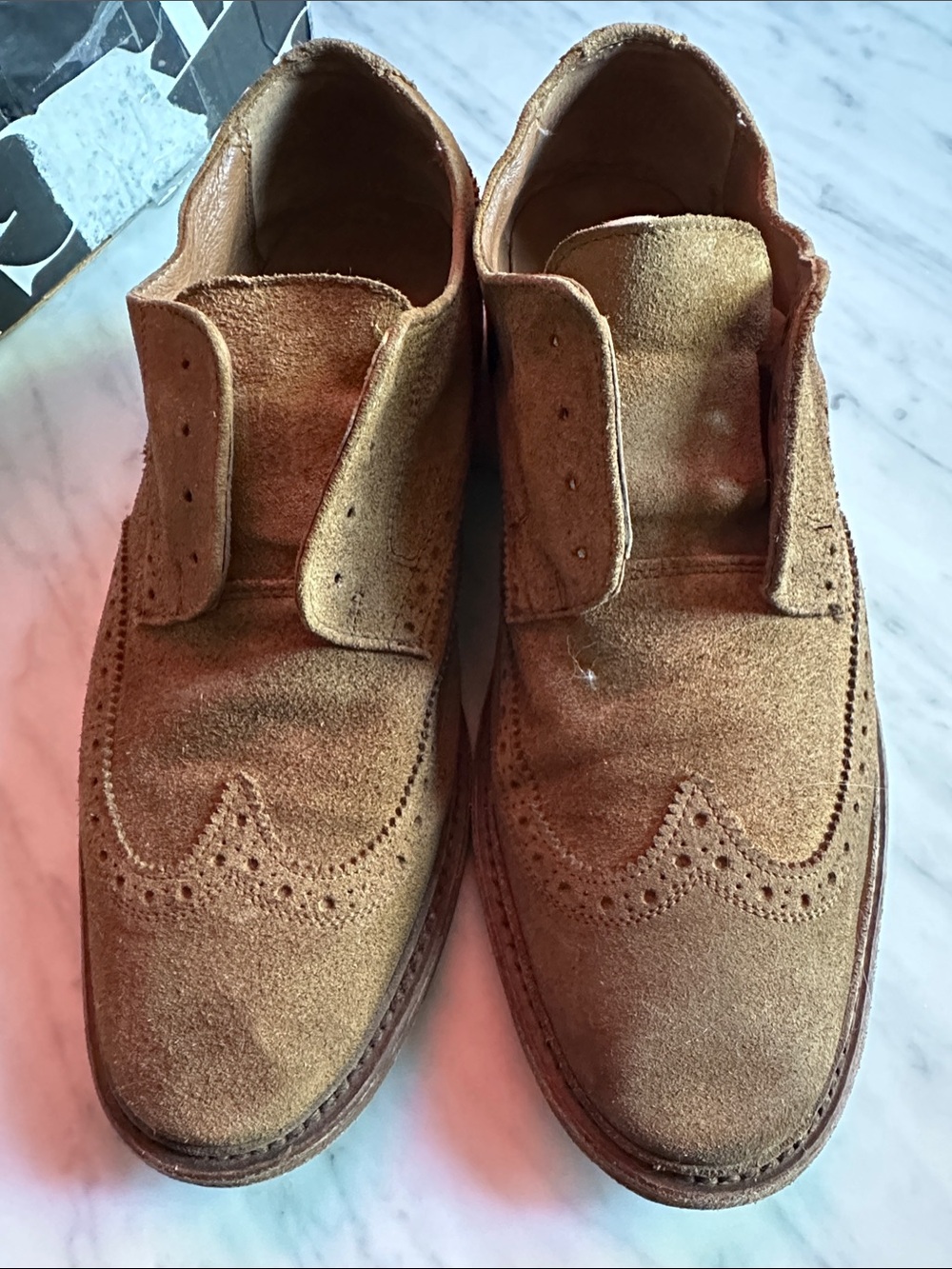 Frye Men's Tan Suede Wingtip Chukka Boots